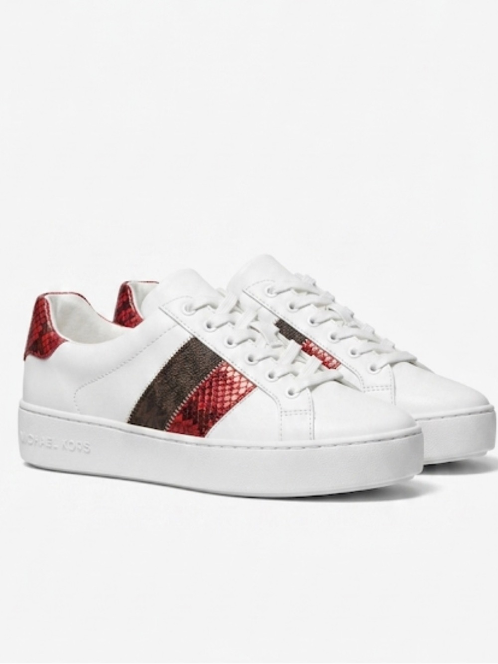 Michael Kors Poppy Snakeskin Print Stripe Platform Sneakers